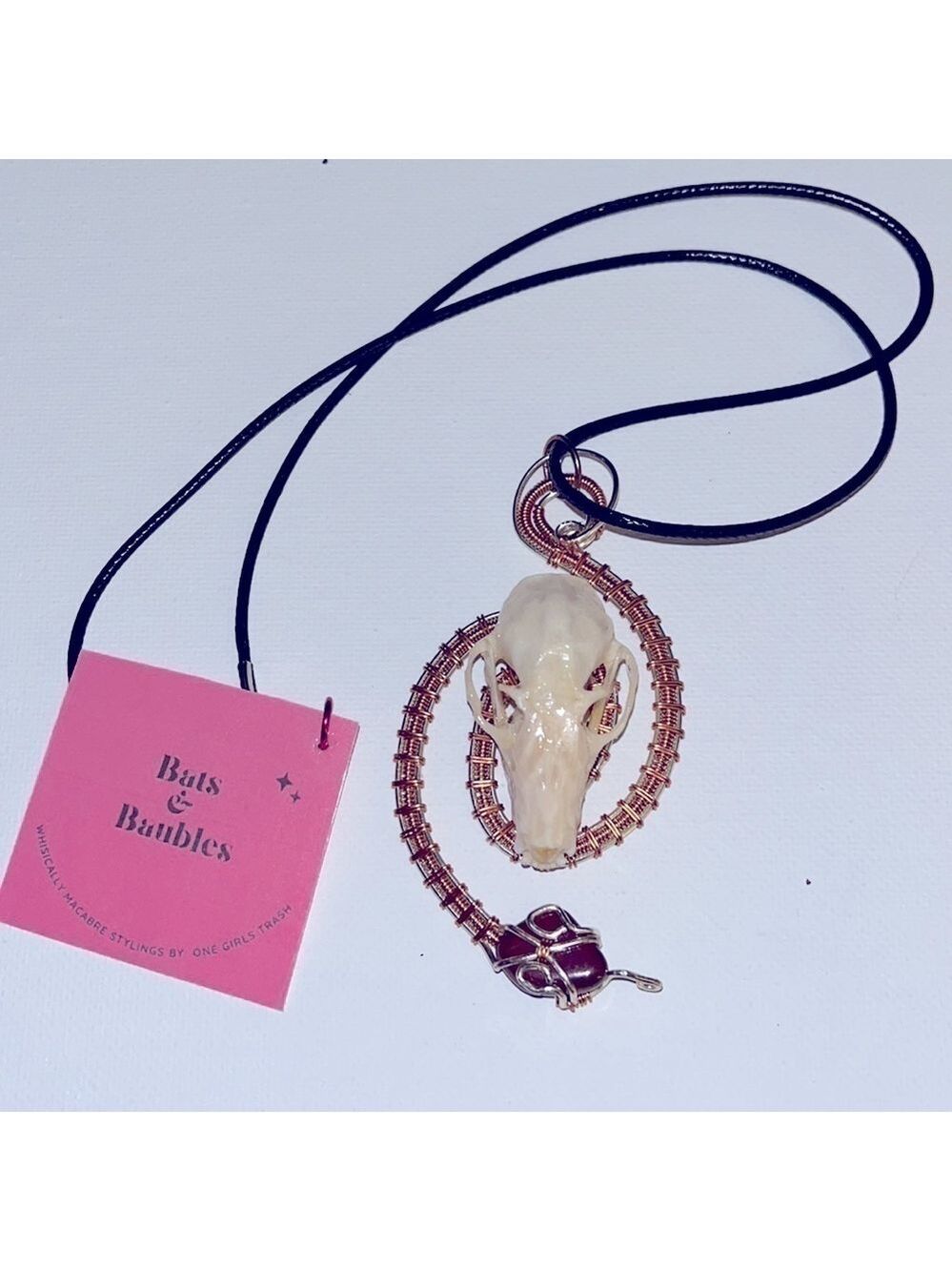 SNAKE Wire Wrapped Bat Necklace Handmade Vintage Upcycled